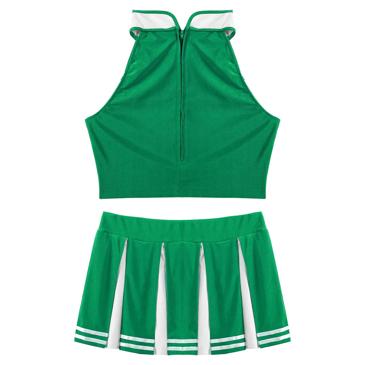 Womens Femme Charming Cheerleader Costume Uniform Sexy Clubwear Crop Top with Mini Pleated Skirt Lingerie Gleeing School Girls