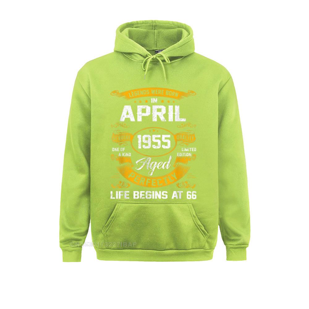 Legends Were Born In April 1955 66th Birthday Hooded Pullover Sweatshirts For Men Long Sleeve Outdoor Hoodies Newest Hoods Party