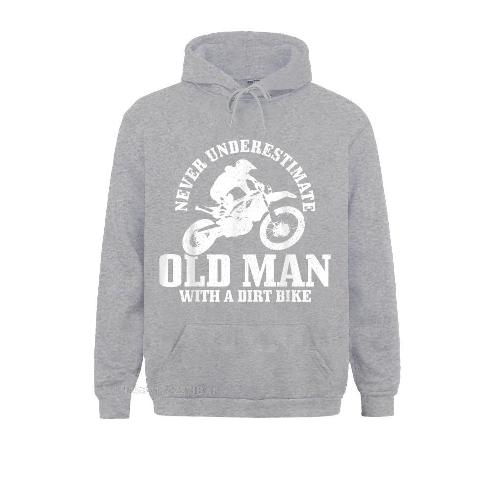 Mens Never Underestimate An Old Man With Bike Motocross Student Hoodies Family Summer Autumn Sweatshirts 3D Printed Graphic