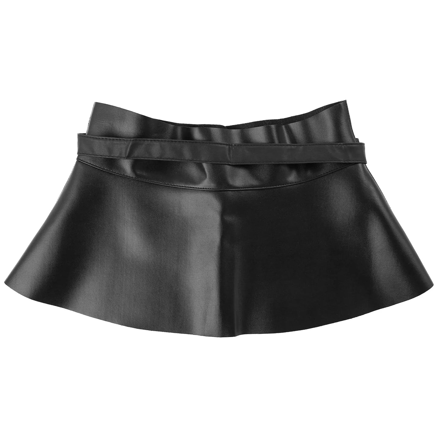 Punk Sexy Röcke Damen Frauen PU Leder Hohe Taille Gürtel Gürtel Röcke Weiblichen Baum A-Line Mini Rock für Parteien Clubwear