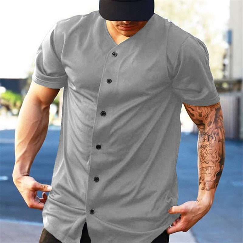 Men&#39;s Oversized Cardigan T shirt Solid Color Gym Clothing Bodybuilding Fitness Loose Sports T-shirt Streetwear Hip Hop Tee shirt