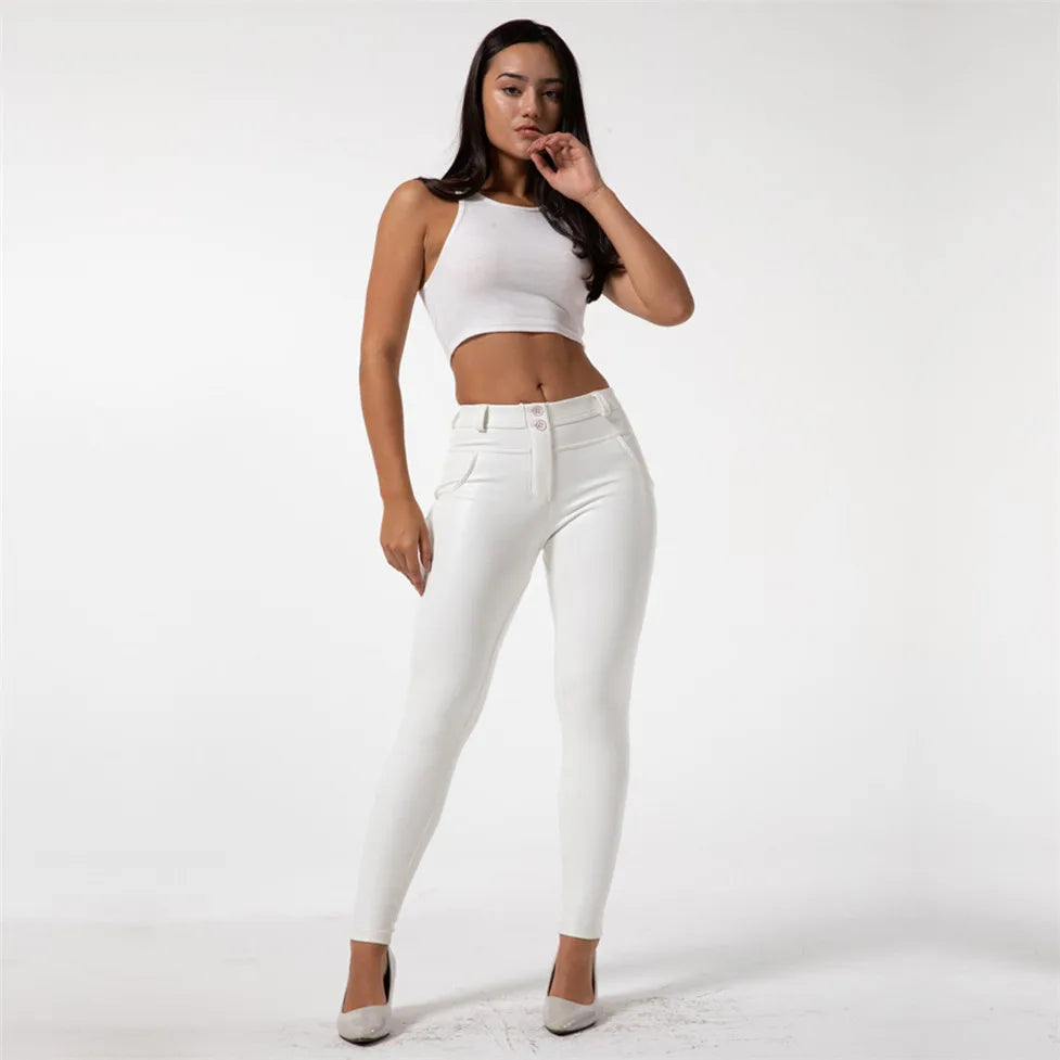 Shascullfites Melody Weiß Leder Hosen Frauen Pu Hosen Super Stretch Hüften Heben Gefüttert Leggings Für Winter Mid Aufstieg