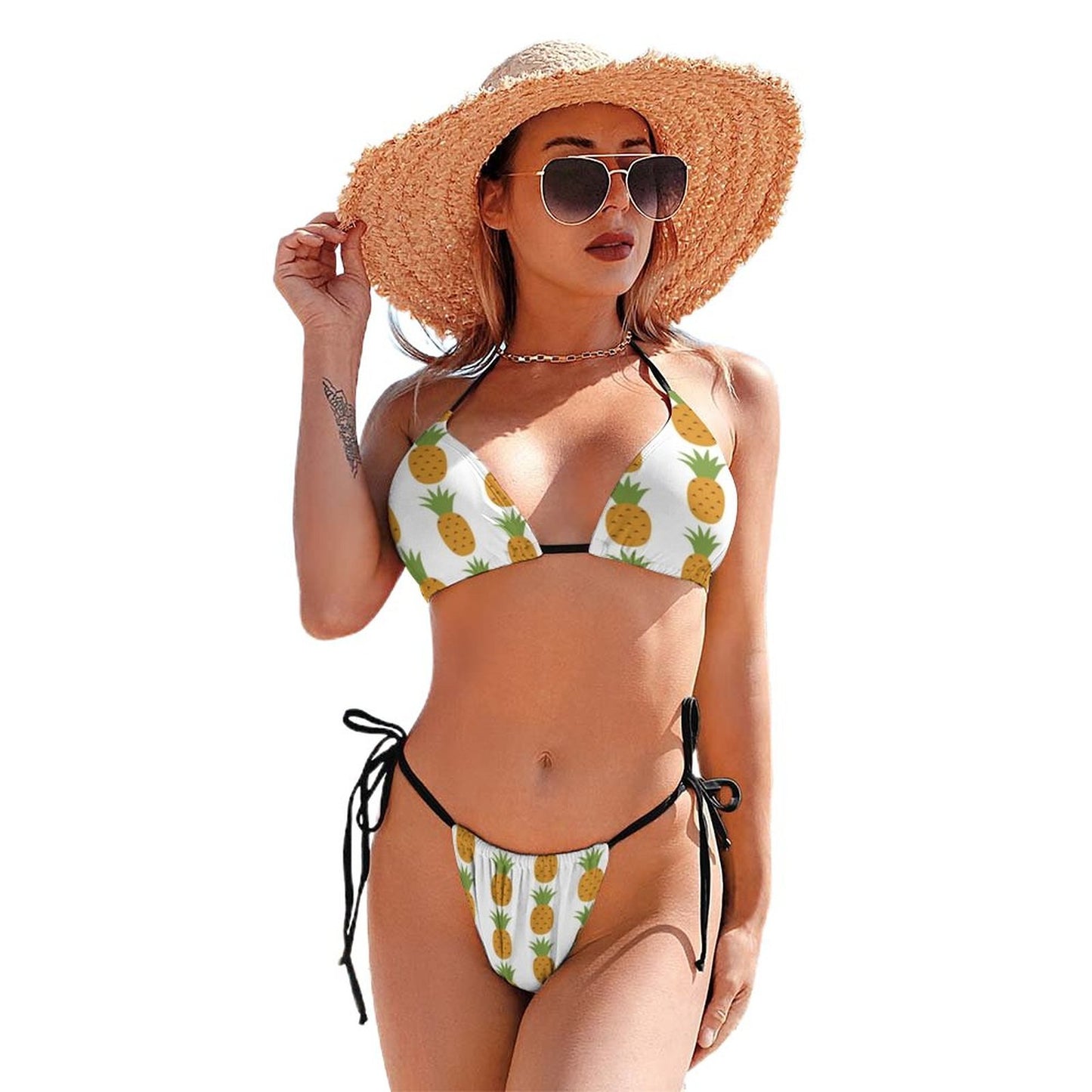 Pineapple Bikini Swimsuit Tie Side Sale Sexy Swimwear Sport 2 Piece For Chubby Bathing Suit