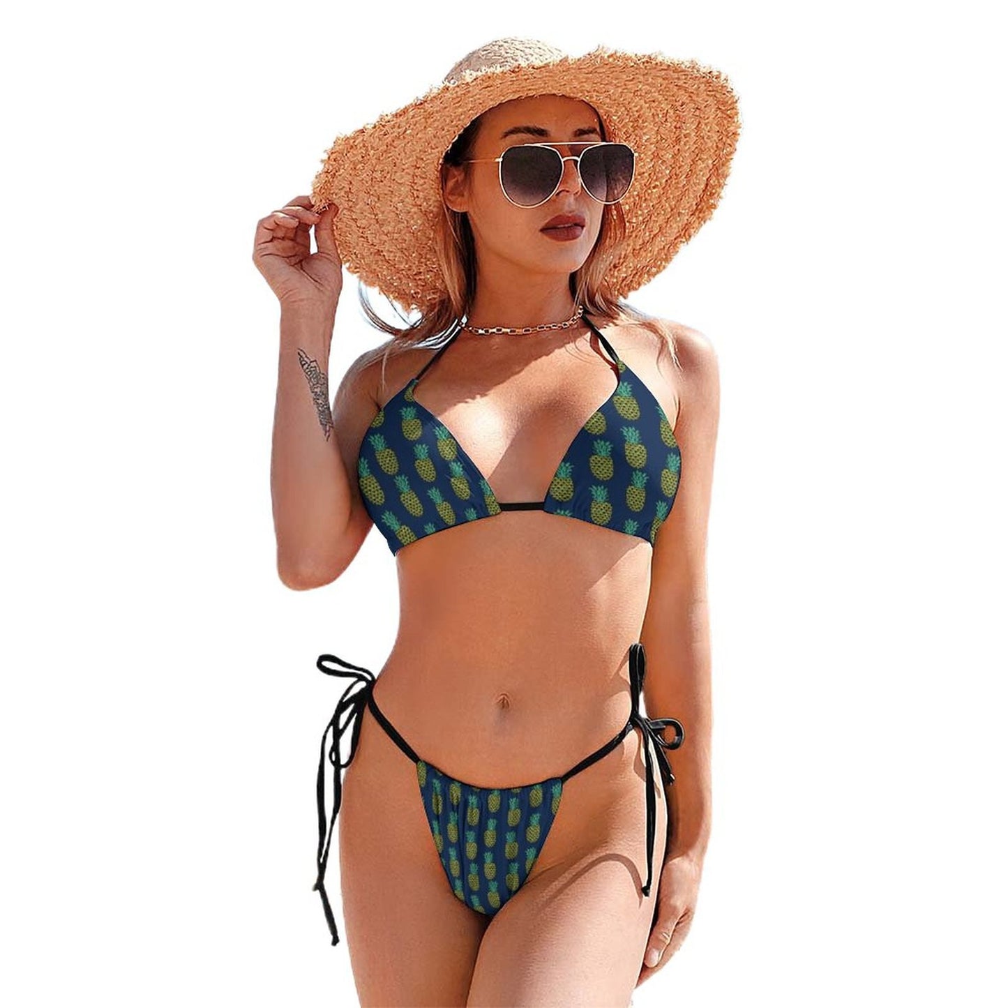 Pineapple Bikini Swimsuit Tie Side Sale Sexy Swimwear Sport 2 Piece For Chubby Bathing Suit