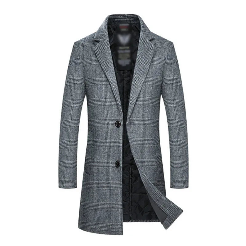 Men&#39;s Wool Coat Men 2020 Winter New Style Fashion Casual Slim Fit Thicken Warm Long Jacket Male Brand Plaid Abrigos Para Hombre