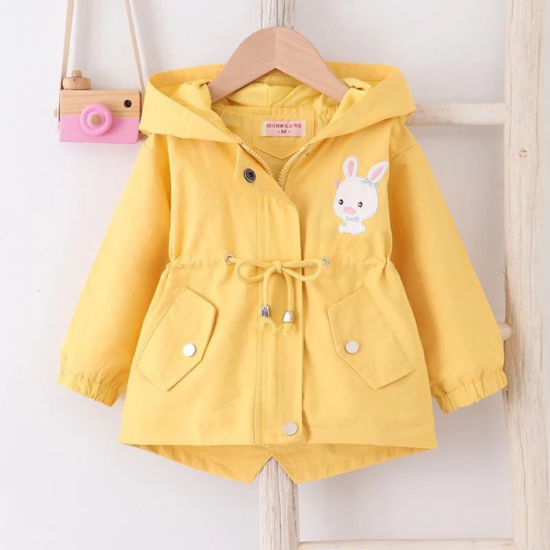 Herbst Beiläufige Lange Windjacke Mantel Für Mädchen Niedlichen Kaninchen Baby Jacke Mit Kapuze Kinder Oberbekleidung 1-7 Jahre Kleinkind mädchen Kleidung