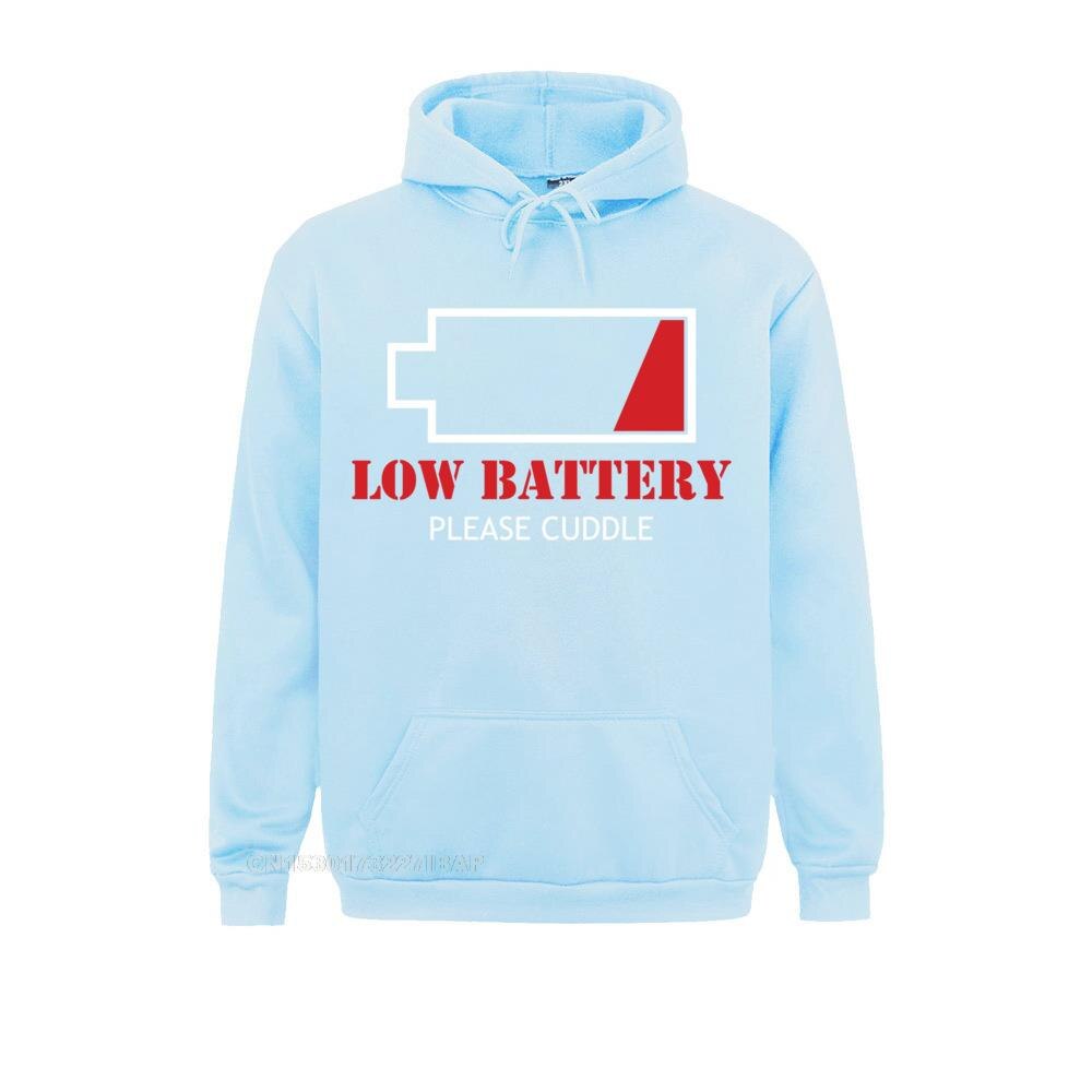 Low Battery Please Cuddle Sweatshirt Hoodies Thanksgiving Day Slim Fit Youthful Mens Sweatshirts Printed On Sportswears