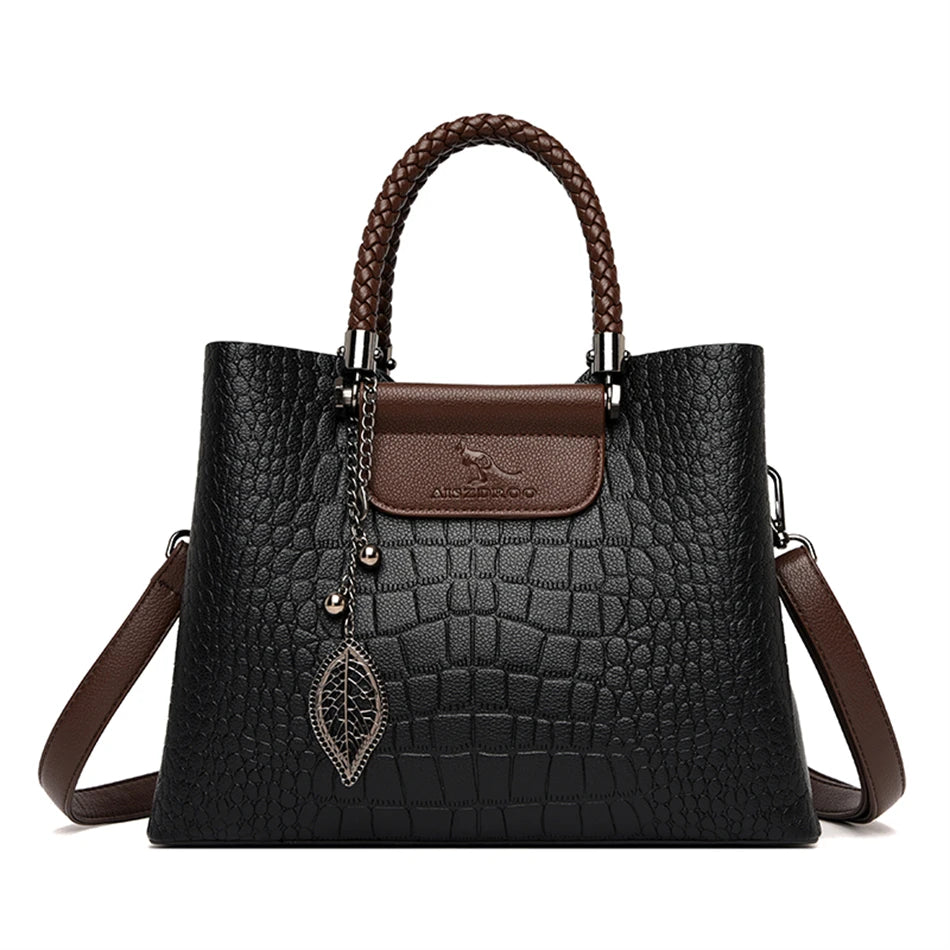 Echte Marke Leder 3 Schichten Alligator Umhängetasche für Frauen Weibliche Schulter Messenger Sac Luxus Designer Damen Handtaschen