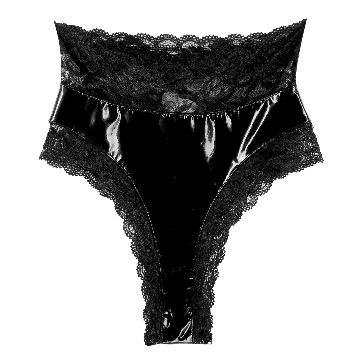 Frauen Damen Sexy Dessous Höschen Hohe Taille Unterhose Wetlook Leder Latex PVC Briefs Shorts Knickers Spitze-up Zurück Unterwäsche