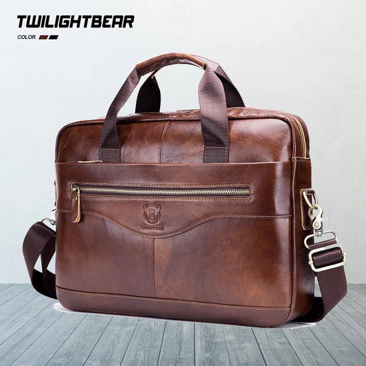 Cow Leather Briefcase Men Handbags High Quality Business Laptop Massager Bag Men Brand Real Leather Handbags AG044
