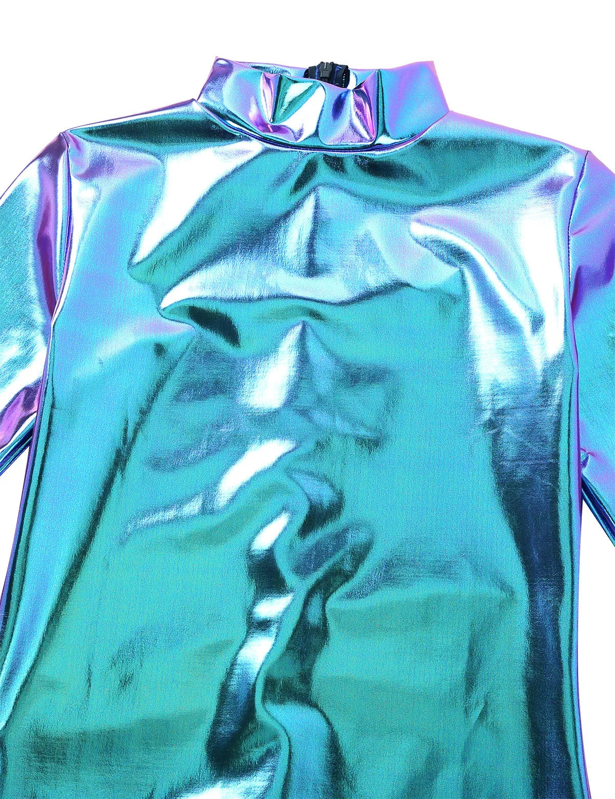 gymnastics leotard metallic gymnastics clothes holographic dance leotard for women long sleeve high neck shinny ballet leotard