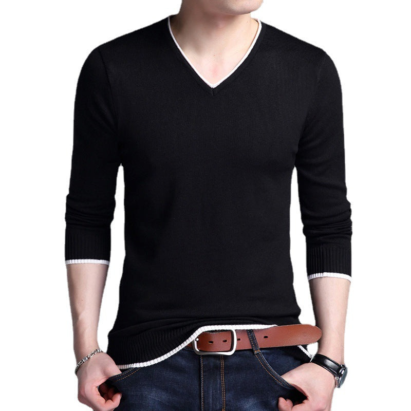 Männer Pullover Mode V-ausschnitt Gestrickte Pullover Slim Fit Frühling Herbst Koreanische Mens Kleidung Täglichen Weiß Schwarz Pullover Männer Pullover