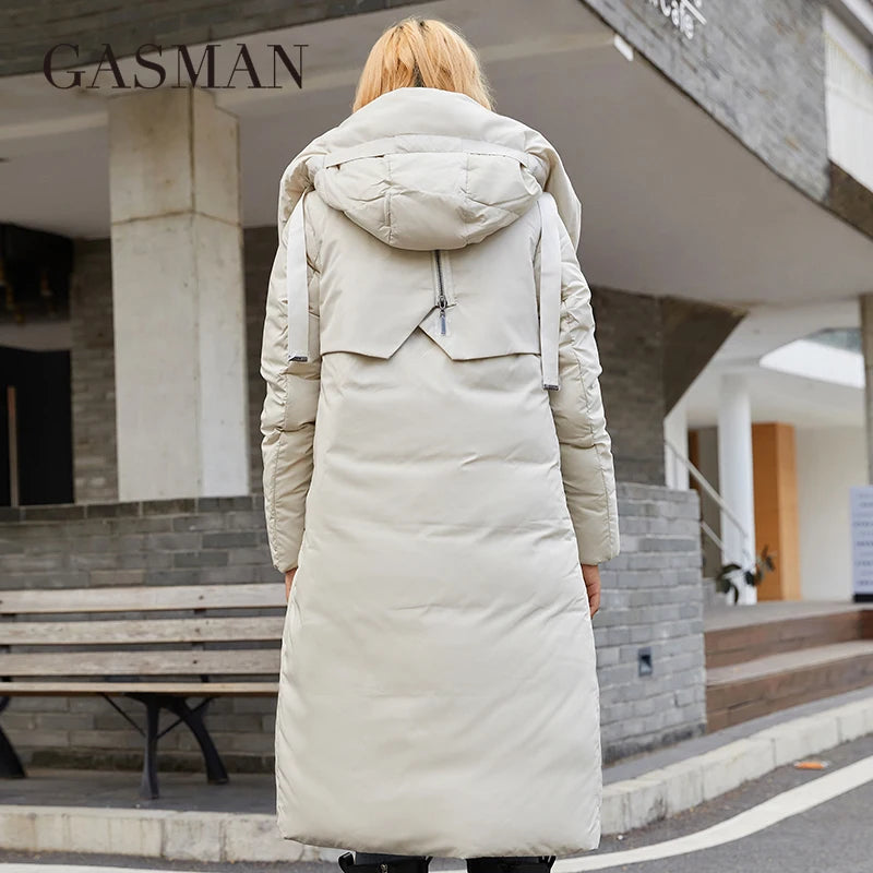 GASMAN 2022 Neue frauen unten jacke Marke mode Lange Frauen winter parka Kontrast mit kapuze oberbekleidung tasche stepp mäntel 21339