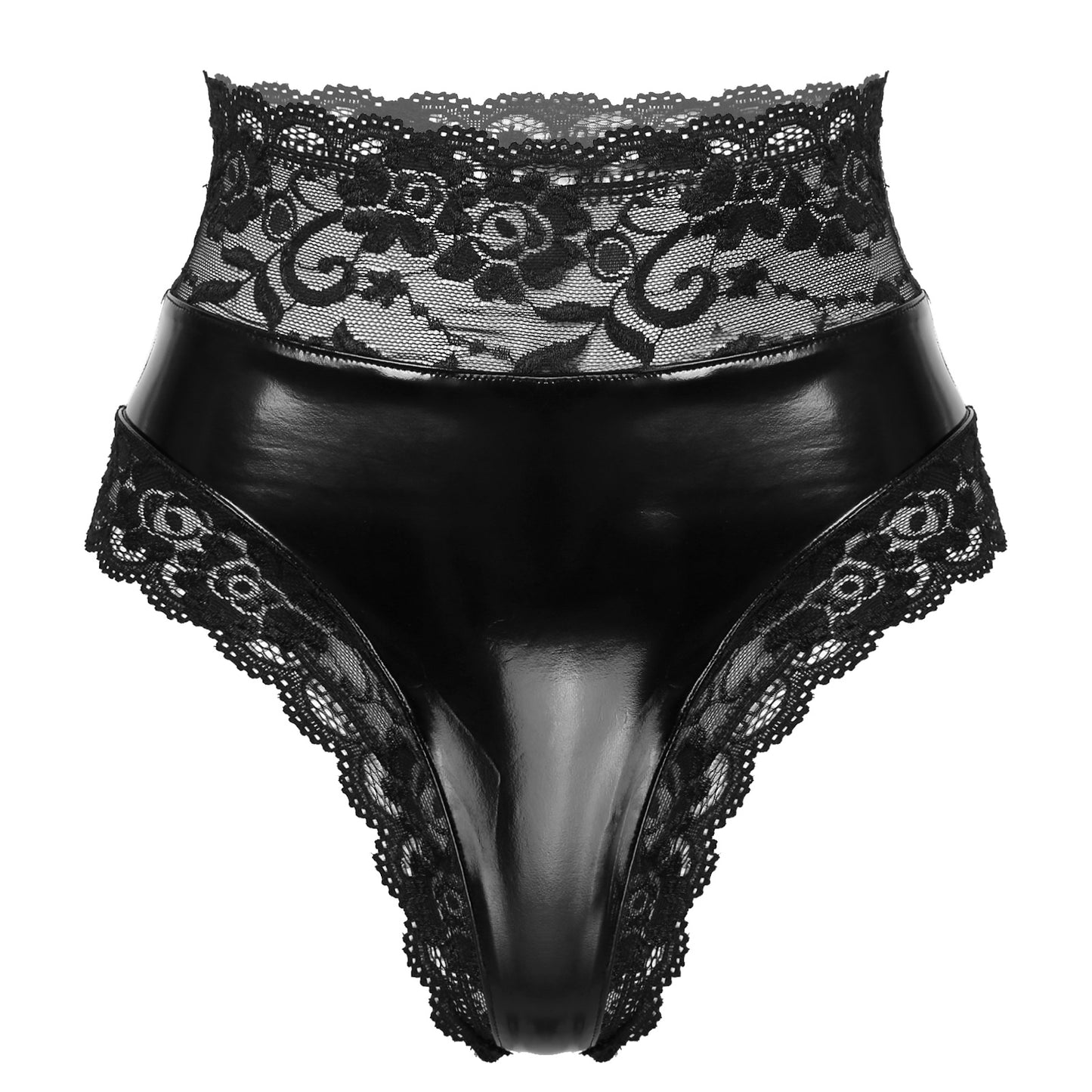 Frauen Damen Sexy Dessous Höschen Hohe Taille Unterhose Wetlook Leder Latex PVC Briefs Shorts Knickers Spitze-up Zurück Unterwäsche