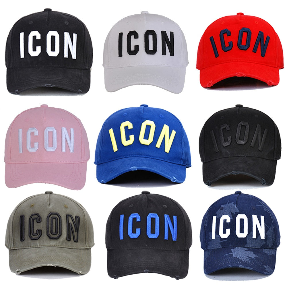DSQICOND2 Brand 2020 Fashion ICON Letter Cotton Mens Baseball Cap Women Snapback Hat Pink Hat Dad Hat Cotton Bone Trucker Cap