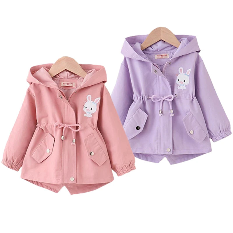 Herbst Beiläufige Lange Windjacke Mantel Für Mädchen Niedlichen Kaninchen Baby Jacke Mit Kapuze Kinder Oberbekleidung 1-7 Jahre Kleinkind mädchen Kleidung