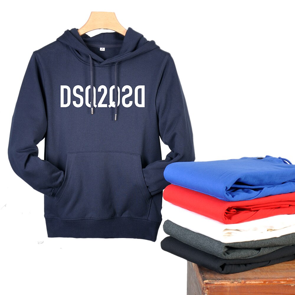 DSQ brand winter style Men&amp;#39;s Hoodie 100% cotton casual long sleeve Unisex hoody warm DSQ2 letter green Hoodie sweatshirt for men