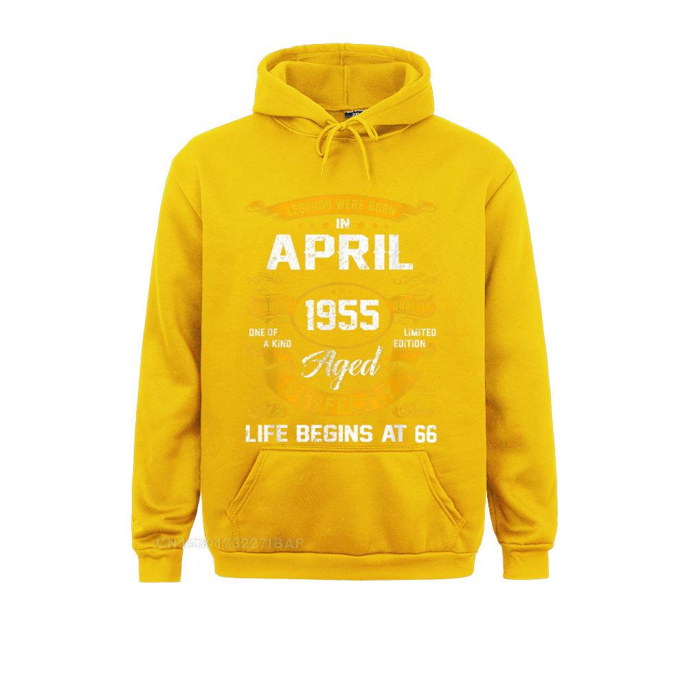 Legends Were Born In April 1955 66th Birthday Hooded Pullover Sweatshirts For Men Long Sleeve Outdoor Hoodies Newest Hoods Party