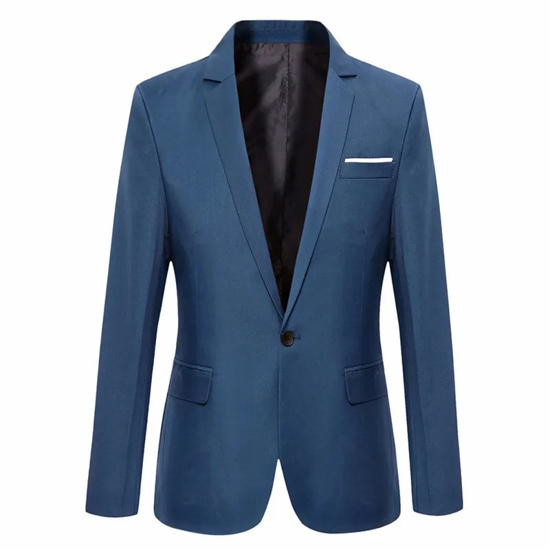 Blaue Männer Blazer Arbeits büro Männer Smoking für formelle Anlässe Taschen Mantel Blazer männliche benutzer definierte Männer Business schlanke Blazer