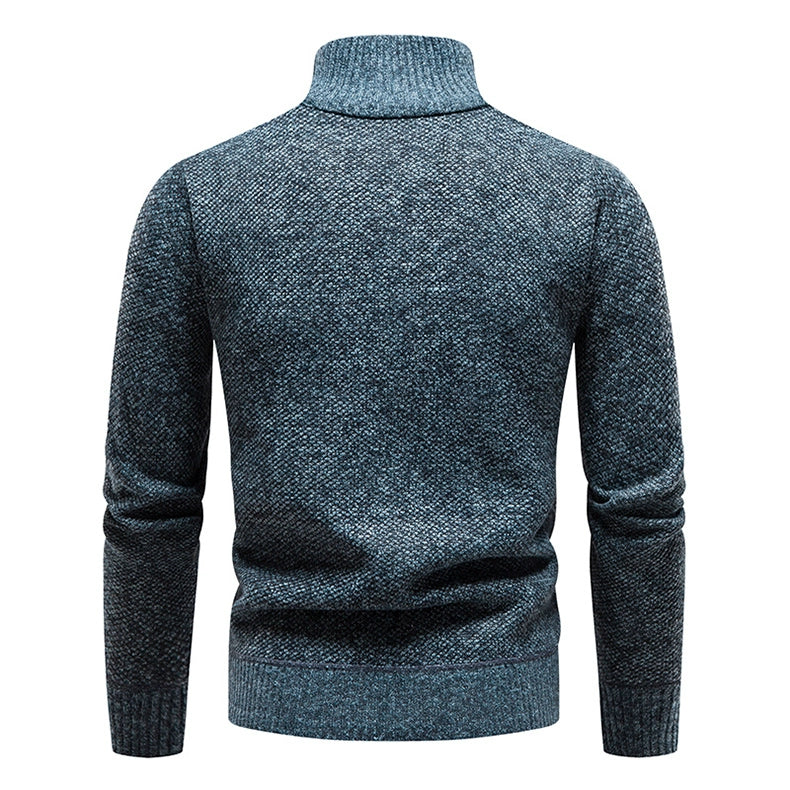 Neue Winter Fleece Pullover Pullover Männer dicke warme Strick pullover schlanke Mock Neck Pullover halben Reiß verschluss solide Herren Pullover