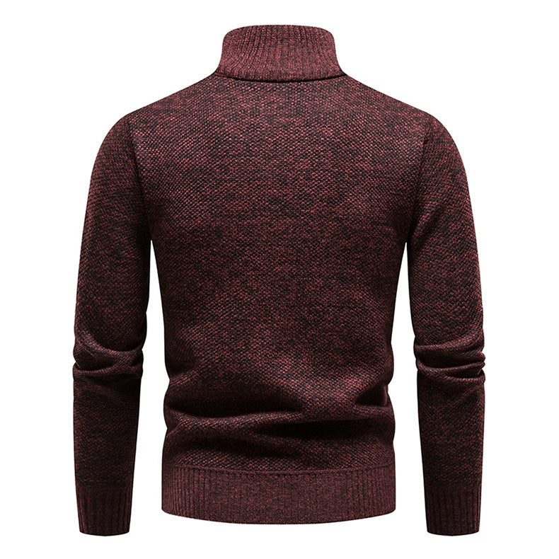 Neue Winter Fleece Pullover Pullover Männer dicke warme Strick pullover schlanke Mock Neck Pullover halben Reiß verschluss solide Herren Pullover