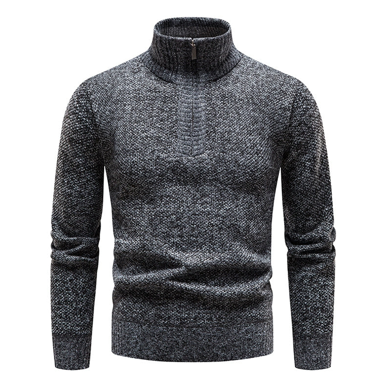 Neue Winter Fleece Pullover Pullover Männer dicke warme Strick pullover schlanke Mock Neck Pullover halben Reiß verschluss solide Herren Pullover