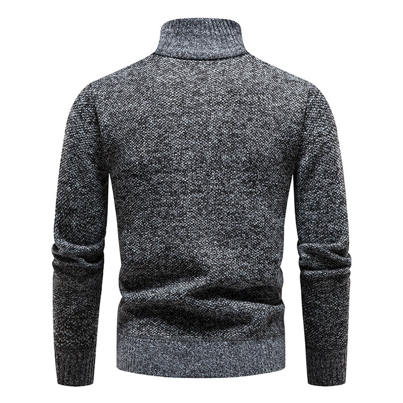 Neue Winter Fleece Pullover Pullover Männer dicke warme Strick pullover schlanke Mock Neck Pullover halben Reiß verschluss solide Herren Pullover