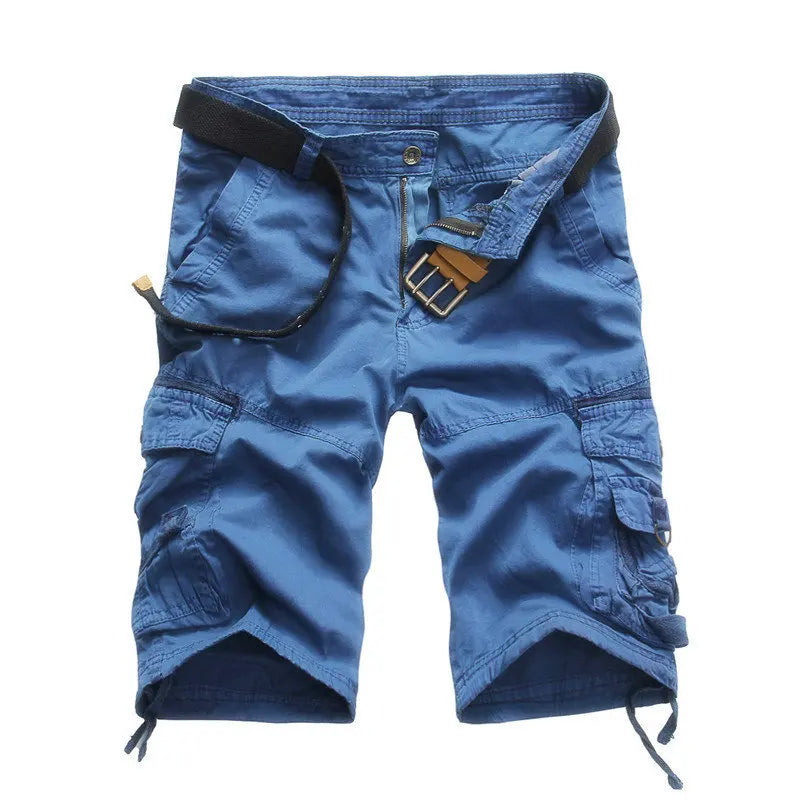 Summer Men's Casual Shorts Multi Pocket Cargo Shorts High Quality Slim Fat Steetwear Cotton Middle Pants Men Clothing AF19