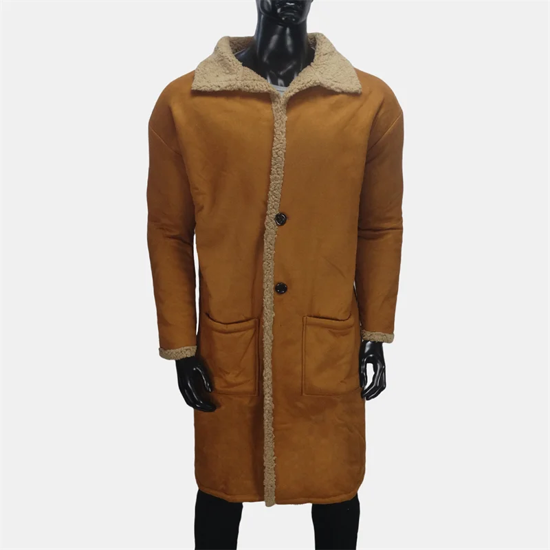 Winter X-lange Mantel männer Verlängert Windjacke Fleece Mäntel Warme Winddicht Kältebeständig Jacke Revers Übergroßen Herren Kleidung S-5XL