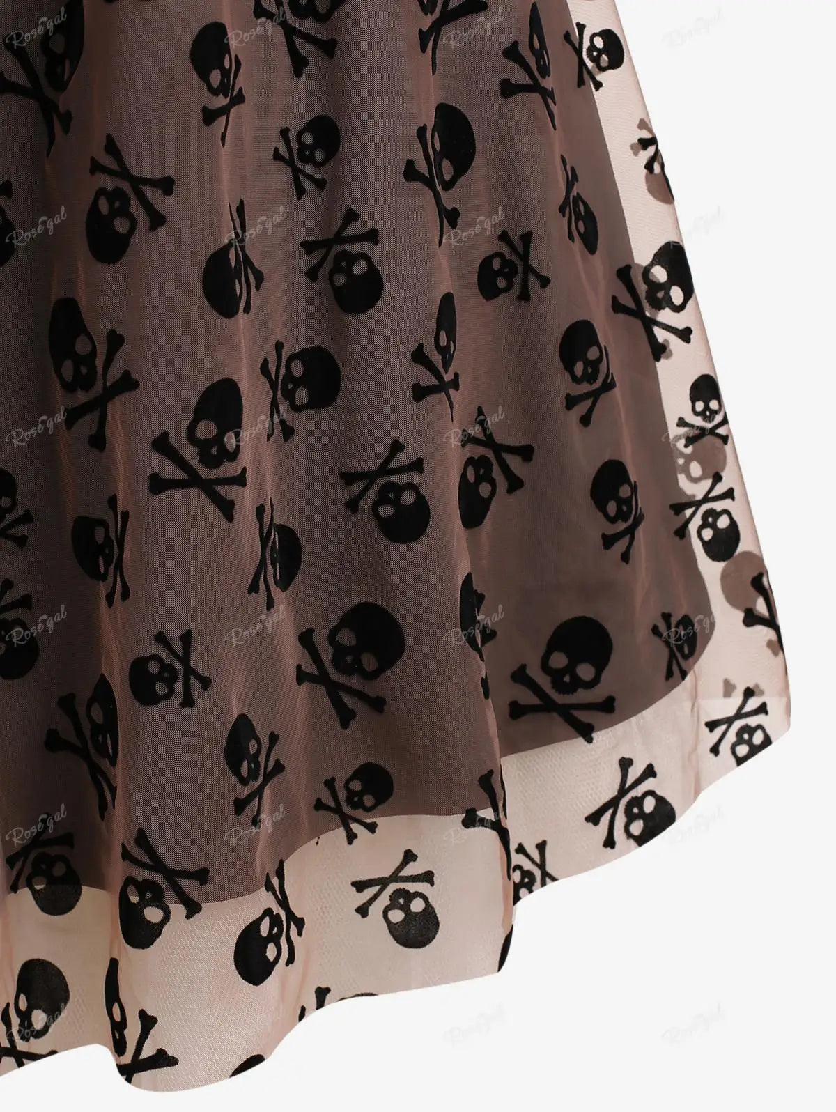 Ros gal Plus Size Prom Freizeit kleider neue Frauen Gothic Skull Print Mesh Ösen Pu Leder Streifen geraffte Kleid Vestidos