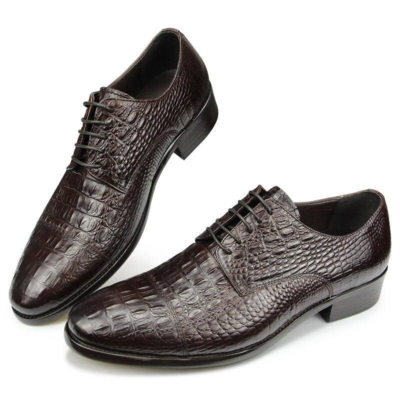 Luxury Crocodile Pattern Genuine Leather Shoes Handmade Men&#39;s Vintage Casual Leather Shoes Custom Pointed Toe Oxford Dress Shoe