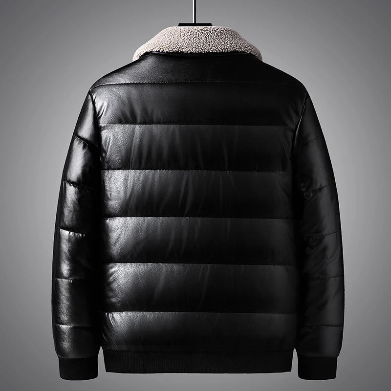 DIMUSI Winter Men's Padded Jackets Casual Men Thermal Windbreaker Coats Fashion Man Thick Warm PU Leather Jackets Clothing