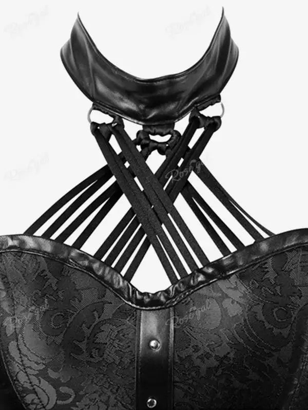 ROSEGAL Plus Size Damen Gothic PU Leder Korsett, Strappy Overbust Unterwäsche, Bauch kontrolle und Gewichts verlust Korsett Oberteile