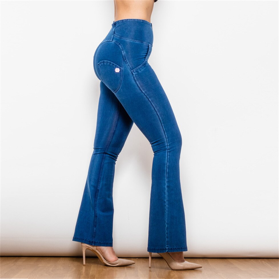 Shascullfites Butt Lift Flare Jeans Vintage Blue Skinny New Arrival Fashion Wide Leg High Waist Denim Washed Blue Jeans