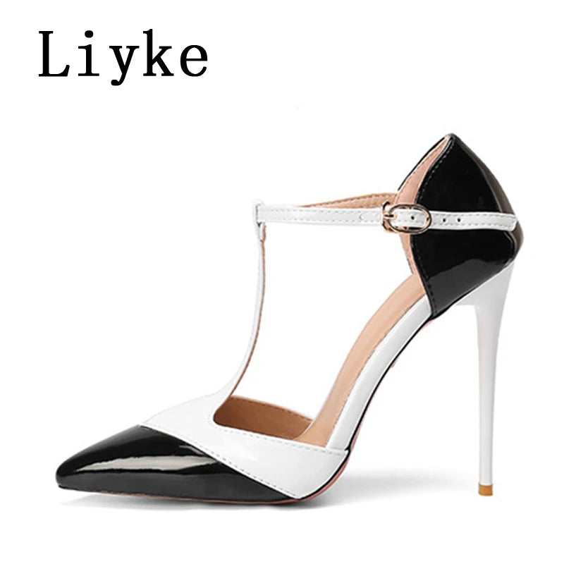 Liyke Sexy Pointed Toe Fetish Stripper High Heels Mules Sandal Fashion Buckle Strap Women Pumps Party Dress Shoes Stiletto Mujer