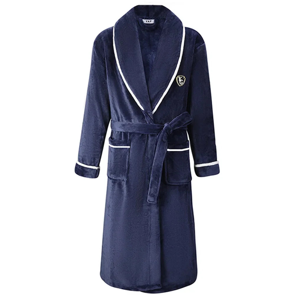 Flanell Frauen Kimono Bademantel Kleid mit Tasche PLUS GRÖßE 3XL Winter Verdicken Korallen Fleece Robe Nachtwäsche Hause Kleidung Lounge Tragen