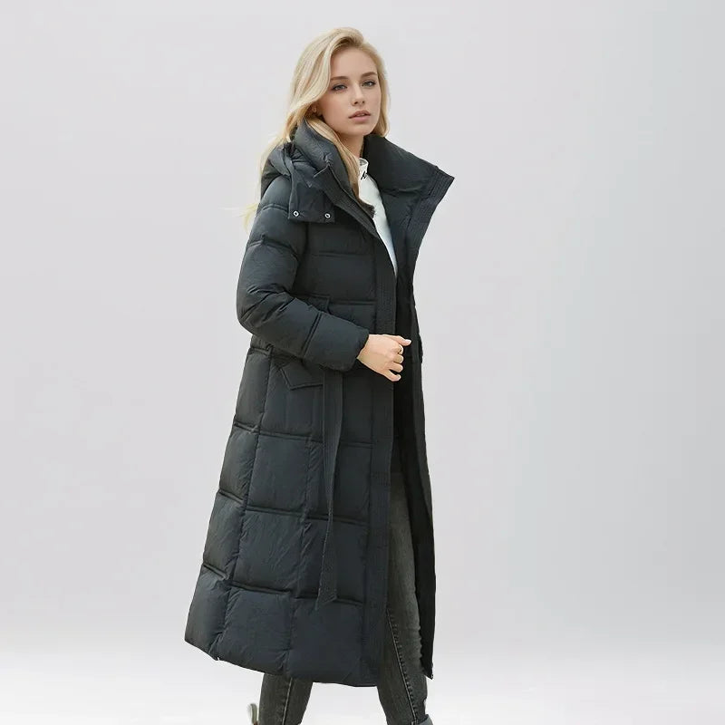 2024 neue Winter Frauen lange Parkas Taschen dicke warme Kapuze Daunen Baumwoll mantel weibliche lose Puffer Jacken wind dichten Schnee mantel