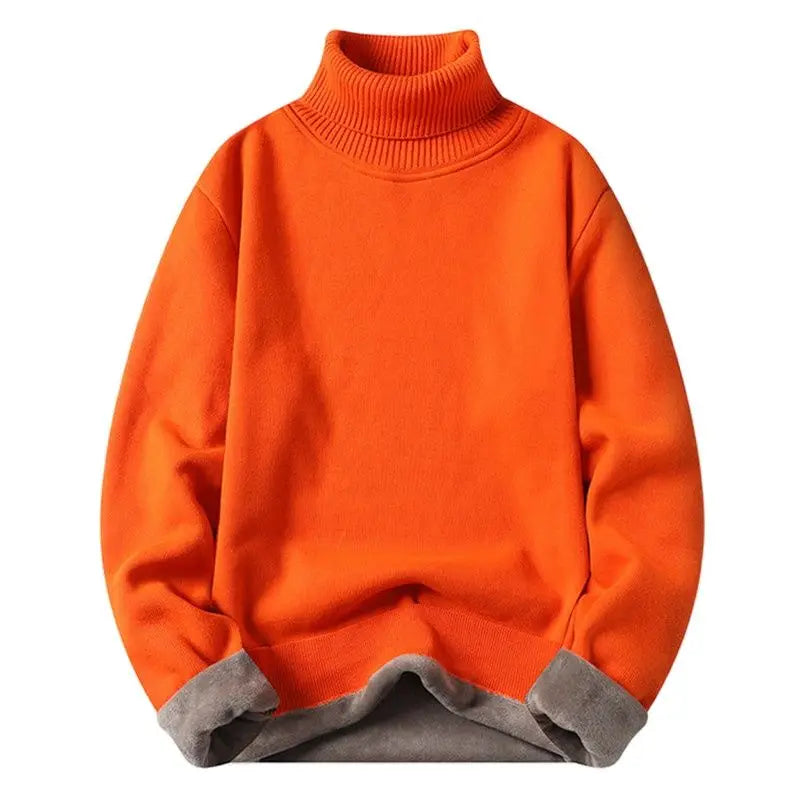 Herbst Winter Fleece Rollkragen Pullover Männer Mode Slim Fit Gestrickte Pullover Mens Einfarbig Warme Strick Pullover Pullover