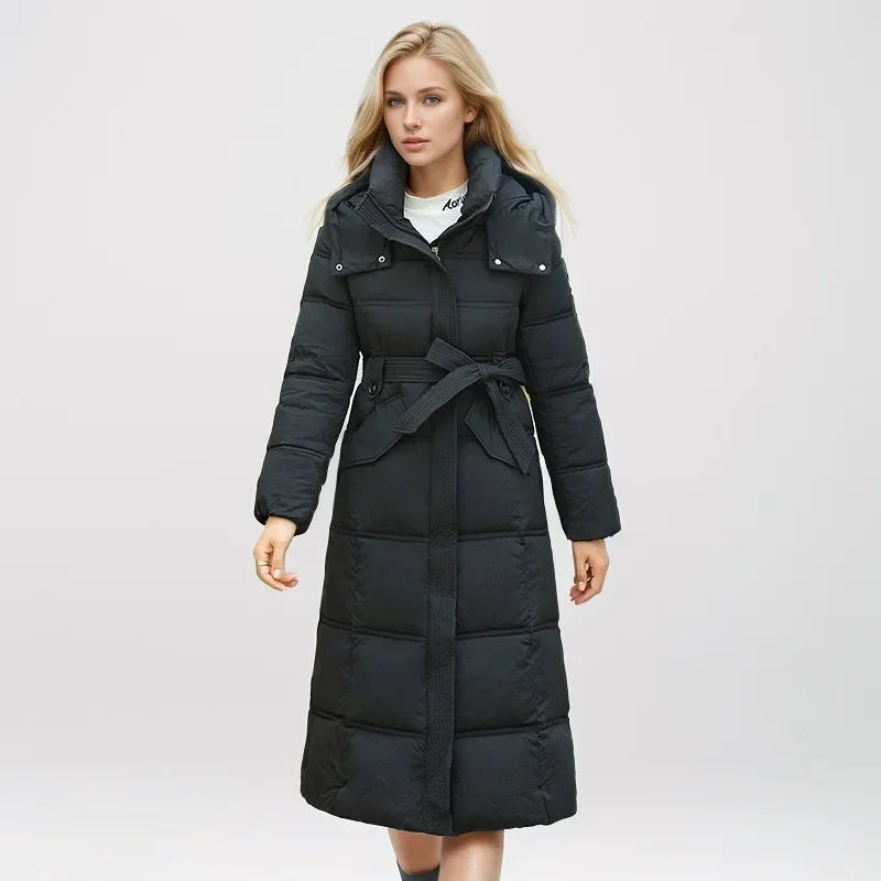 2024 neue Winter Frauen lange Parkas Taschen dicke warme Kapuze Daunen Baumwoll mantel weibliche lose Puffer Jacken wind dichten Schnee mantel