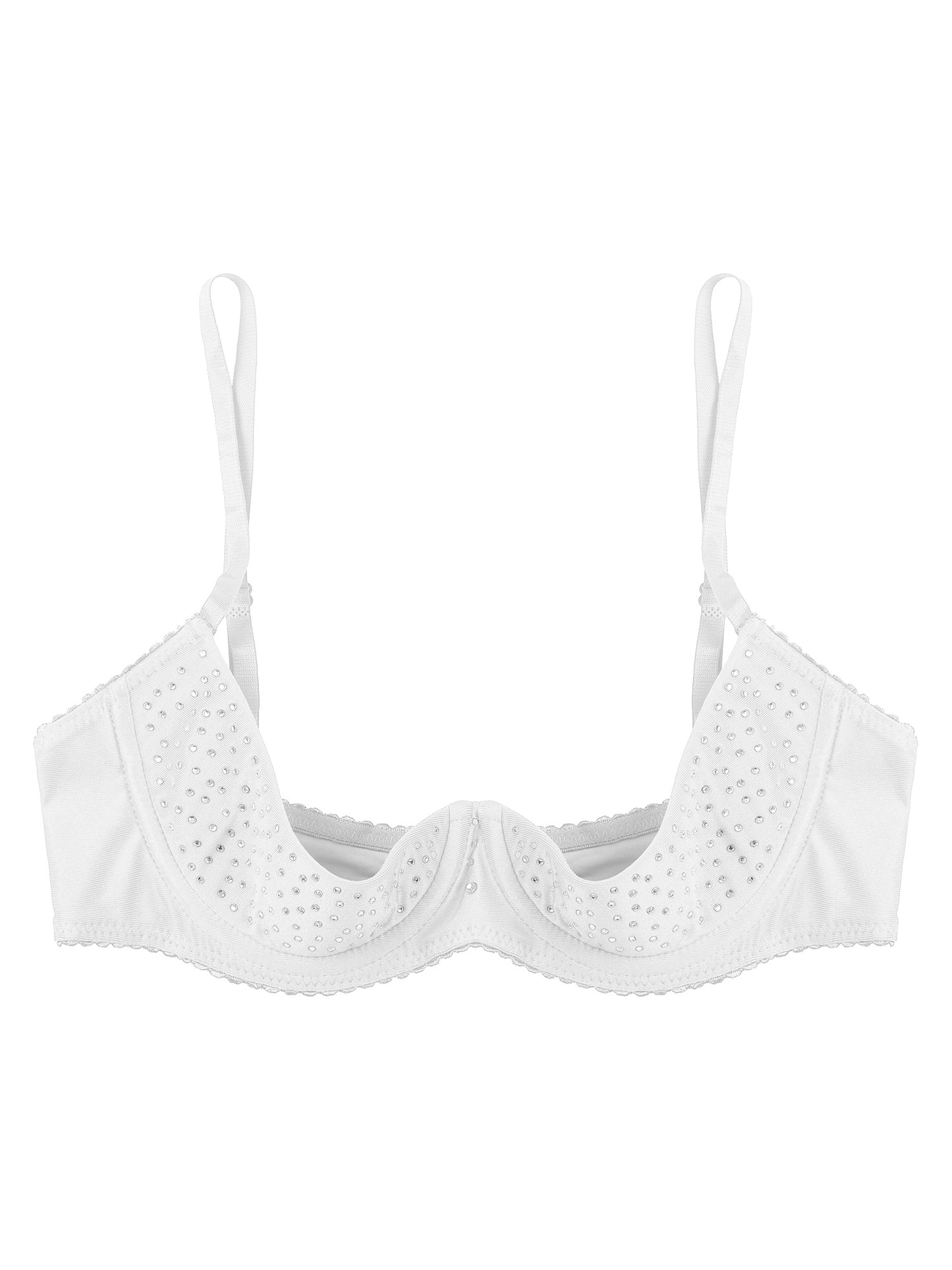 Damen Balcon ette funkelnden Strass Demi Cup Bügel ungefüttert Push-up Regal BH nicht gepolsterte Bra lette Dessous Unterwäsche