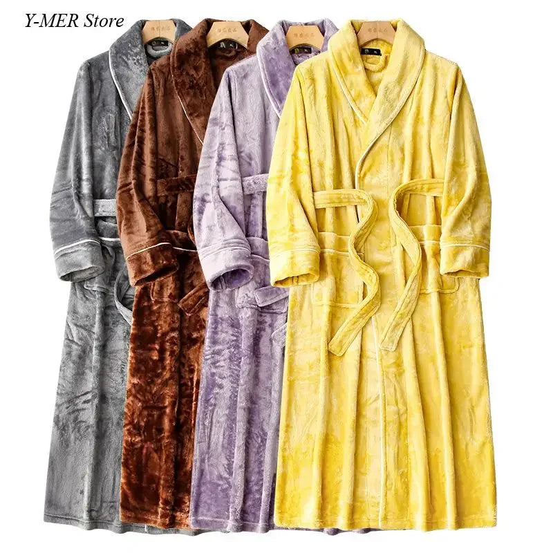 Frauen Große Größe 3Xl Kimono mit Tasche Herbst Winter Neue Bademantel Kleid Lose Homewear Lose Nachtwäsche Verdicken Flanell Loungewear