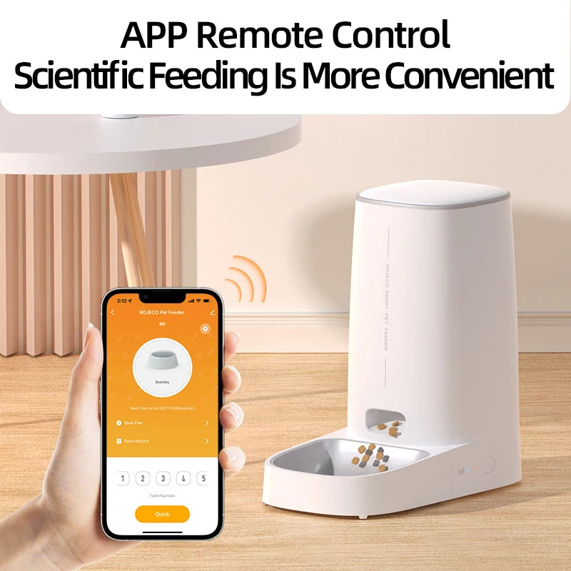 Rojeco automatische Hundefutter automat Smart Dog Food Spender Auto Food Container Fernbedienung WiFi-Taste für Haustier Katze Fütterung zubehör