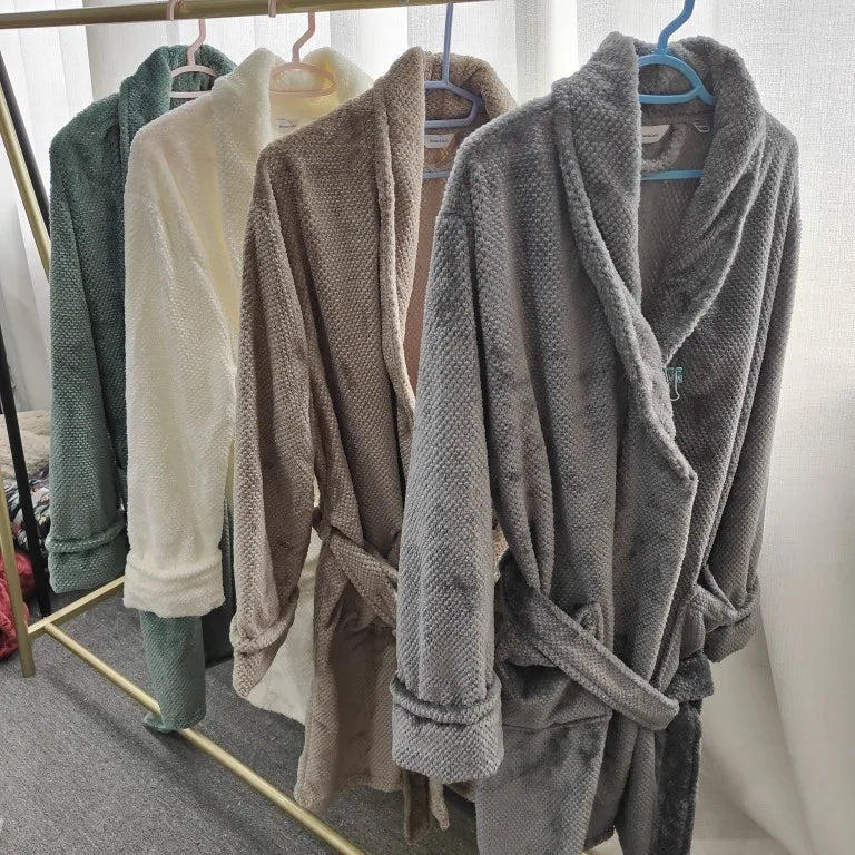 Männer Koralle Samt Nachtwäsche Peignoir Winter Robe Frauen lange nach Hause Bademantel Femme Nachthemd weiche Nachtwäsche warme Flanell Kimono