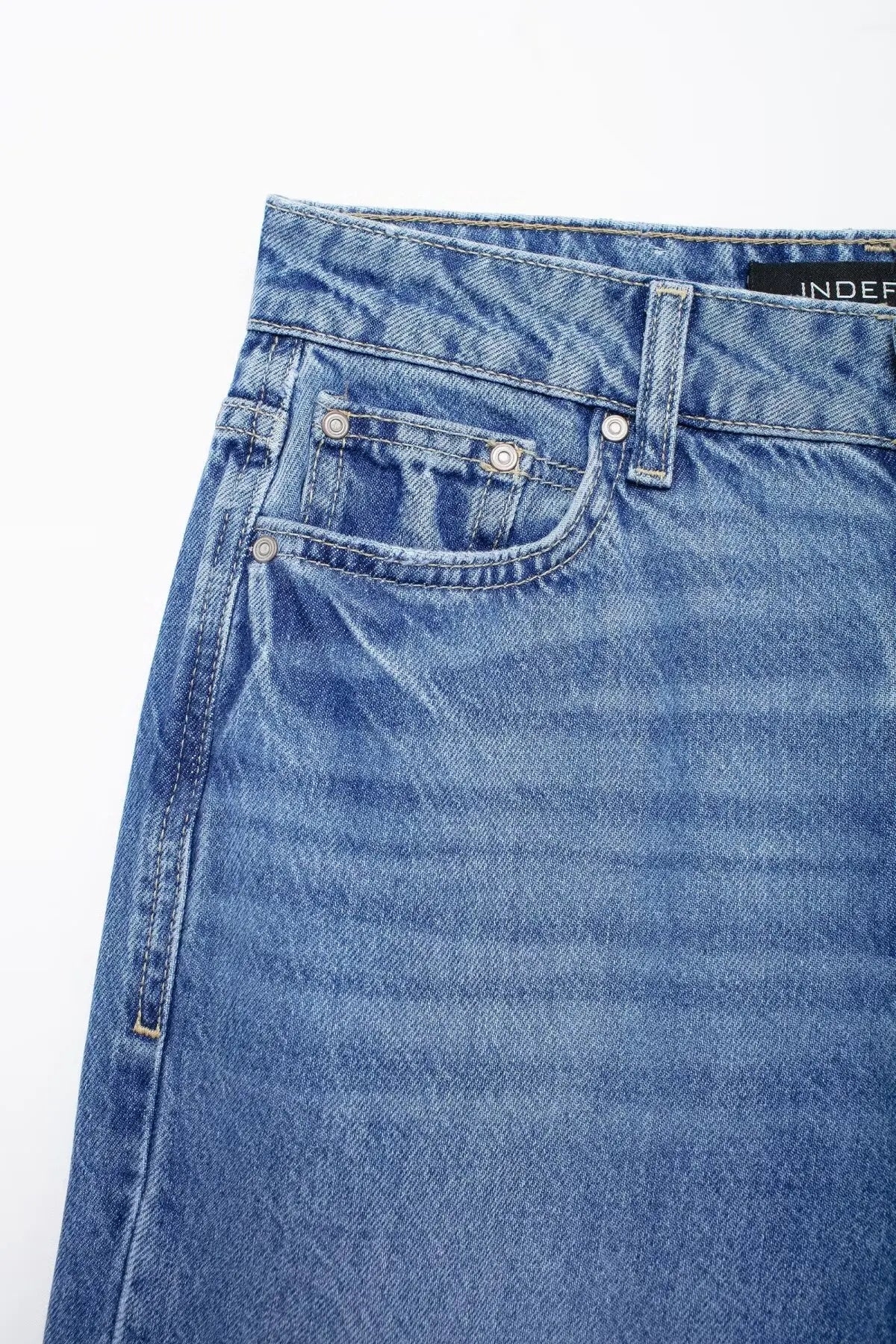 TRAFZA Frauen Mode Taschen Hochhaus Lose Jeans Weiblichen Sommer Elegante High Street Verziert Beiläufige Gerade Breite Bein Hosen