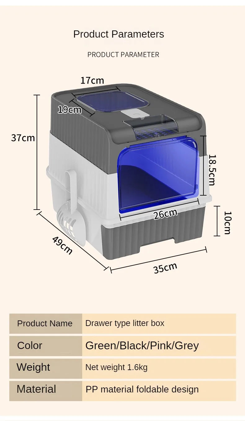 Katzentoilette, übergroße Schublade, wiederaufladbar, Sterilisation, Deodorant, Haustier, vollständig geschlossene Katzentoilette, Katzentoilette