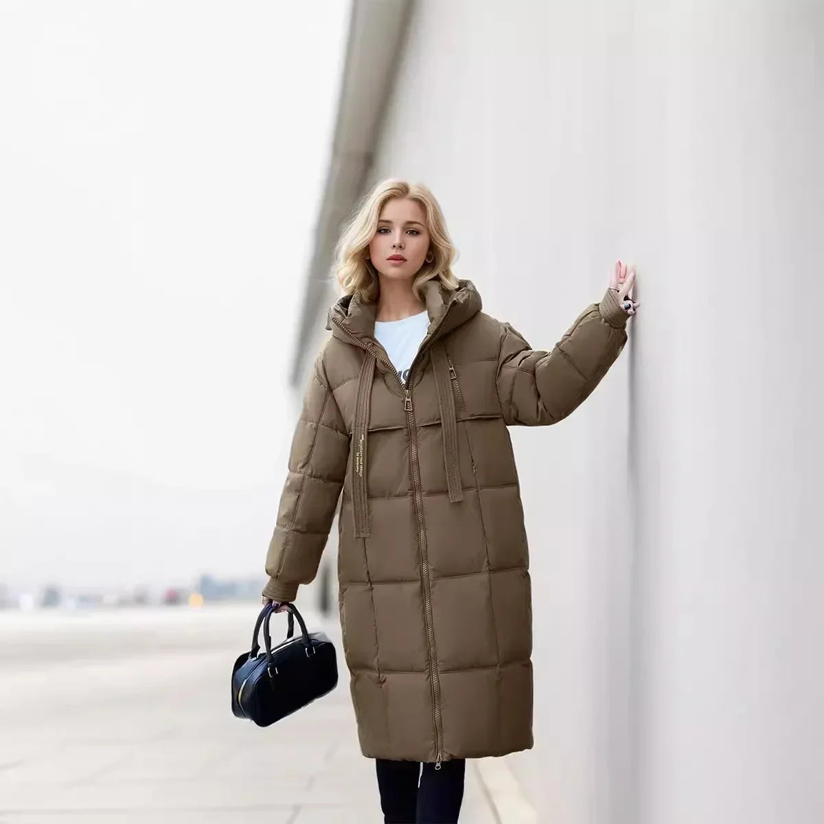 Frauen Parkas 2024 Herbst Winter Daunen Baumwoll jacken gepolstert verdickt Overknee locker lässig lange warme Taschen Mantel Schnee mantel