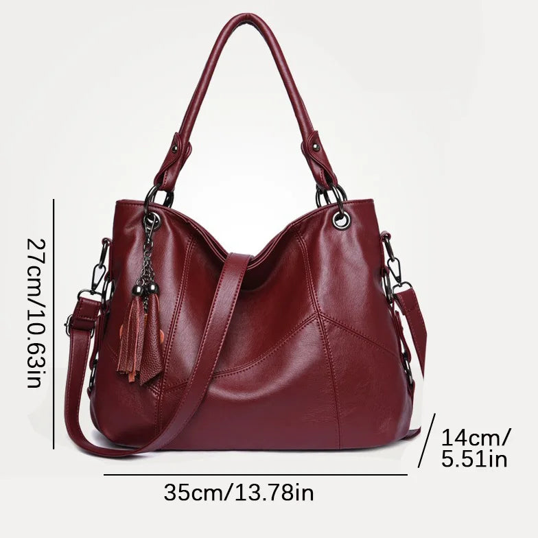 Marke Frauen Casual Tote Tasche Luxus Handtasche Große Damen Echtes Leder Quasten Umhängetaschen für Frauen 2024 Sac EIN Haupt