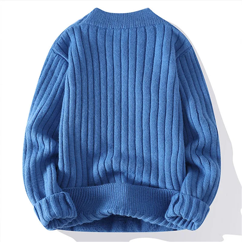 Neue männer Warme Pullover Gestrickte Pullover Rundhals Vintage Harajuku Lose Einfarbig Casual Winter Pullover Männer Pullover Mann