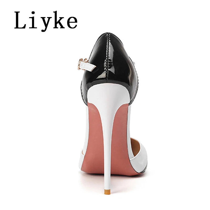 Liyke Sexy Pointed Toe Fetish Stripper High Heels Mules Sandal Fashion Buckle Strap Women Pumps Party Dress Shoes Stiletto Mujer