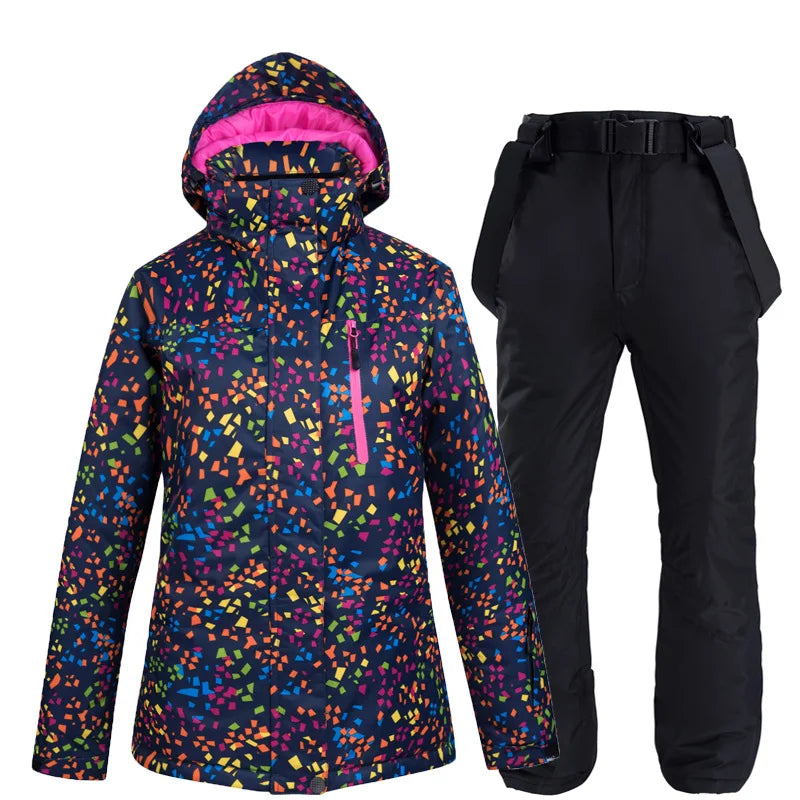 Winter Frauen Ski Anzug Thermische Ski Jacke Hosen Set Winddicht Wasserdicht Snowboarden Jacke Weibliche Ski Anzüge Schnee Mantel